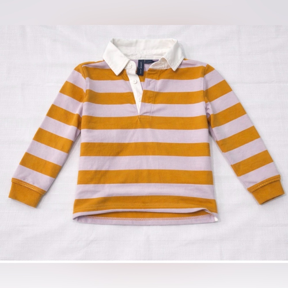 Janie and Jack Orange and lavender Striped Polo shirt